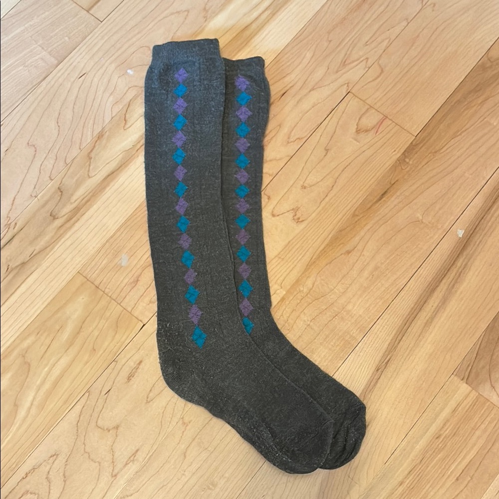 Uniqlo Heattech Gray Argyle Patterned Socks